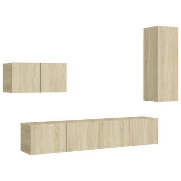 vidaXL Meuble TV 4 pcs Aggloméré Chêne Sonoma
