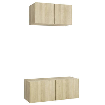 vidaXL Meuble TV, 2 pcs, Chêne Sonoma, Aggloméré