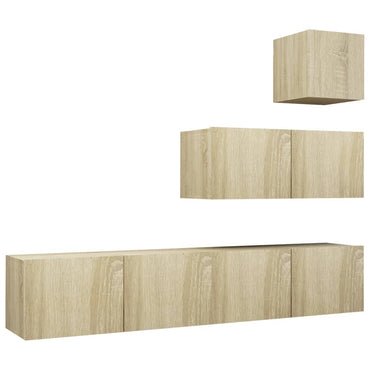 vidaXL Meuble TV 4 pcs Aggloméré Chêne Sonoma