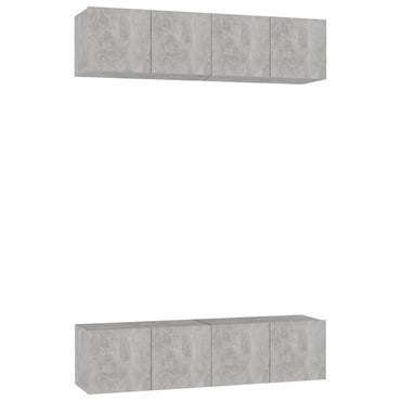 vidaXL Meubles TV 4 pcs Gris béton 60x30x30 cm Bois d'ingénierie