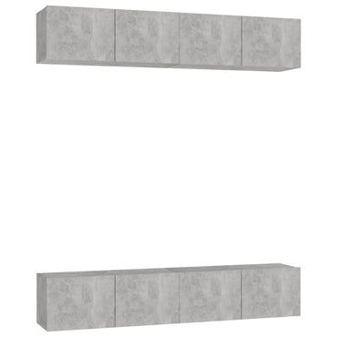 vidaXL Meubles TV 4 pcs. gris béton 80x30x30 cm bois d'ingénierie