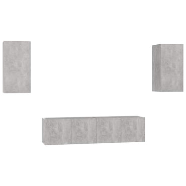 vidaXL Meuble TV 4 pcs Gris béton Aggloméré
