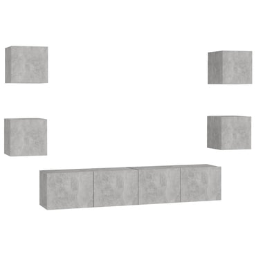 vidaXL Ensemble de 6 meubles TV gris béton, bois d'ingénierie