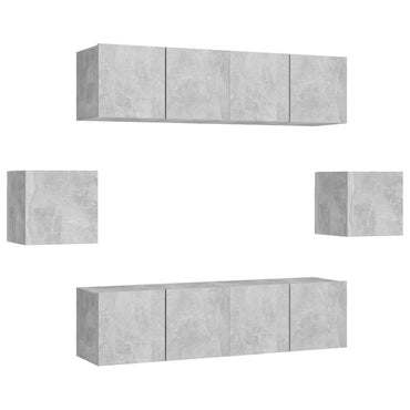 vidaXL Ensemble de 6 meubles TV gris béton, bois d'ingénierie