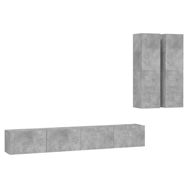 vidaXL Meuble TV 4 pcs Gris béton Aggloméré
