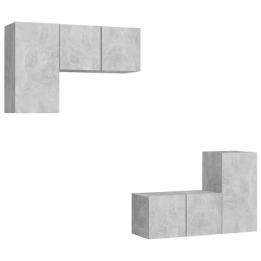 vidaXL Meuble TV 4 pcs Gris béton Aggloméré
