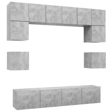 vidaXL Meuble TV 8 pcs Gris béton Aggloméré
