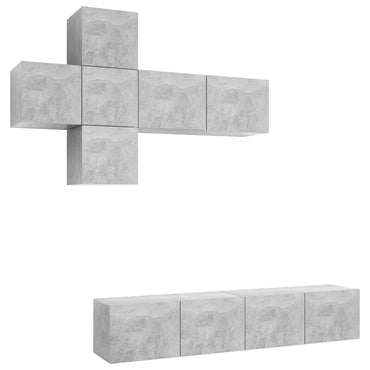 vidaXL Meuble TV 7 pcs Bois d'ingénierie Gris béton