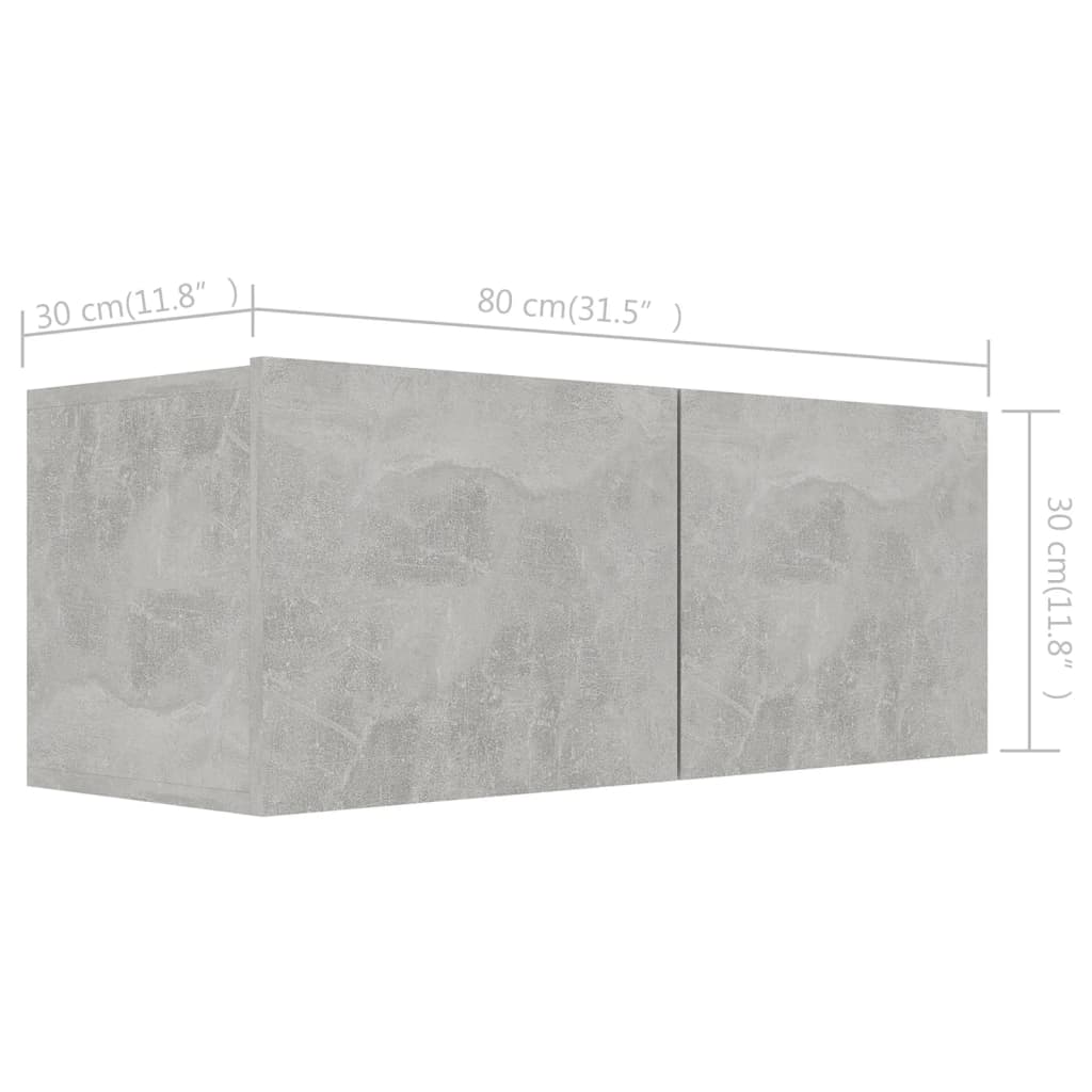 vidaXL Meuble TV 4 pcs Gris béton Aggloméré