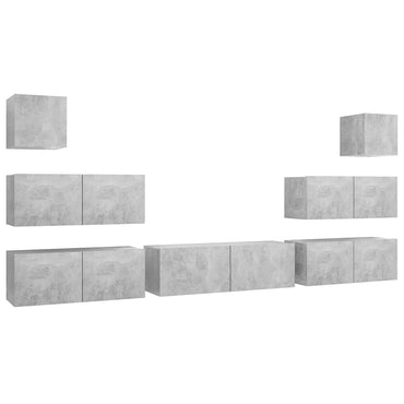 vidaXL Meuble TV 7 pcs Bois d'ingénierie Gris béton