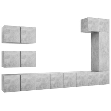 vidaXL Meuble TV 8 pcs Gris béton Aggloméré