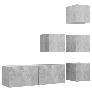 vidaXL Meuble TV 5 pcs Gris béton Aggloméré
