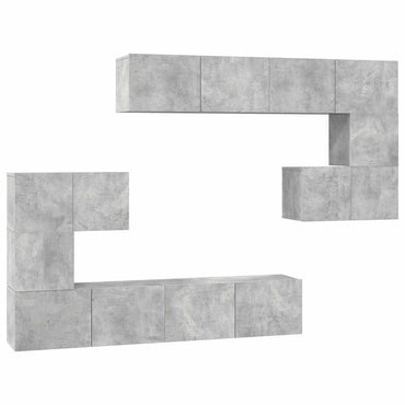 vidaXL Meuble TV 8 pcs Gris béton Aggloméré