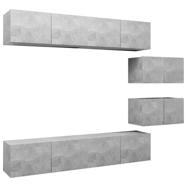 vidaXL Ensemble meuble TV 6 pcs Gris béton Aggloméré