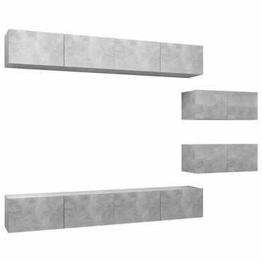 vidaXL Ensemble meuble TV 6 pcs Gris béton Aggloméré