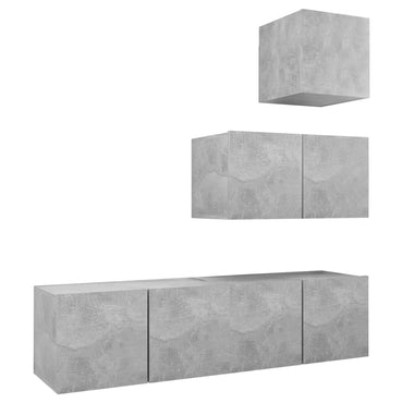 vidaXL Meuble TV 4 pcs Gris béton Aggloméré