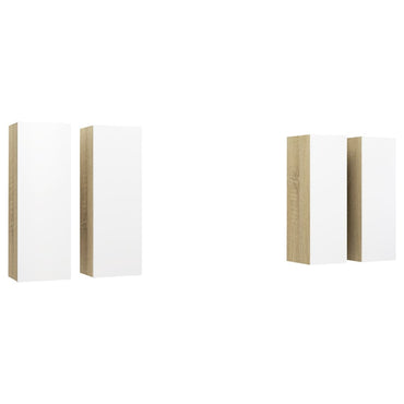 vidaXL Meubles TV 4 pcs Blanc Chêne Sonoma 30,5x30x90cm Bois d'ingénierie