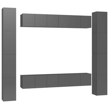 vidaXL Meuble TV, 6 pcs, Gris brillant, Aggloméré