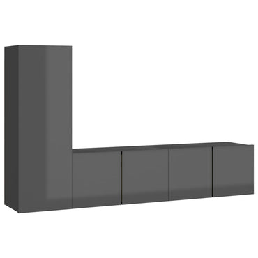vidaXL Meuble TV 3 pcs Gris brillant Aggloméré