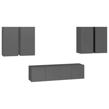 vidaXL Meuble TV, 6 pcs, Gris brillant, Aggloméré