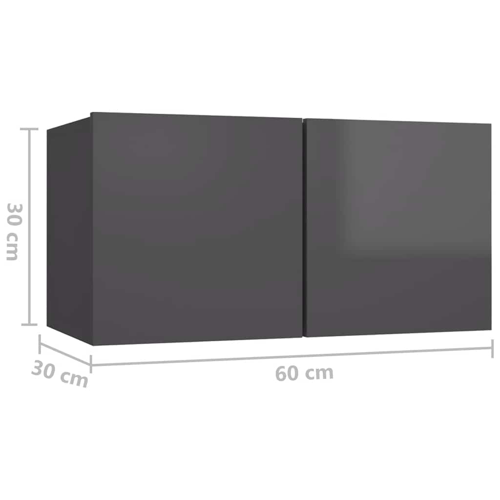 vidaXL 4-tlg. TV-Schrank-Set Hochglanz-Grau Holzwerkstoff