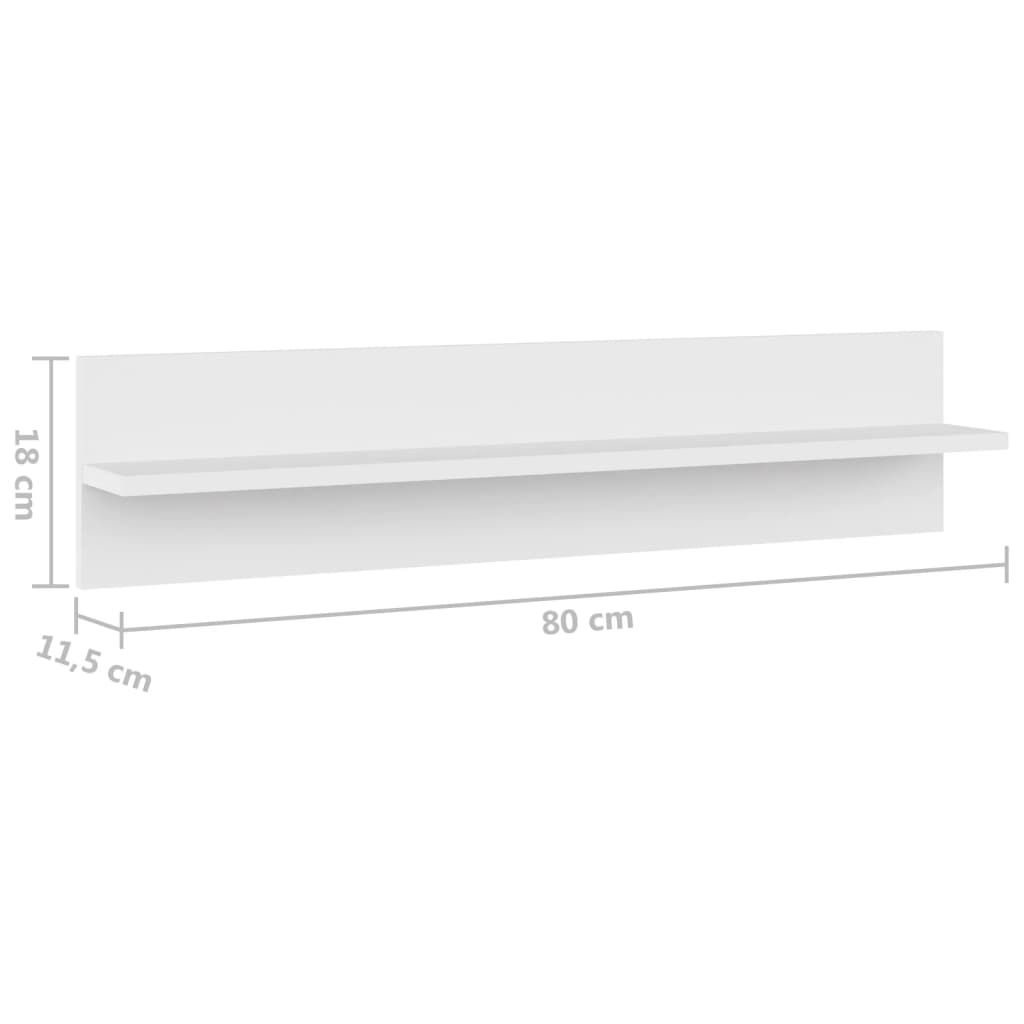 vidaXL Wandregale 4 Stk. Weiß 80x11,5x18 cm Holzwerkstoff