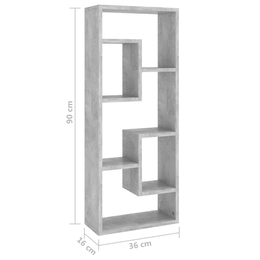 vidaXL Étagère murale gris béton 36x16x90 cm Bois d'ingénierie