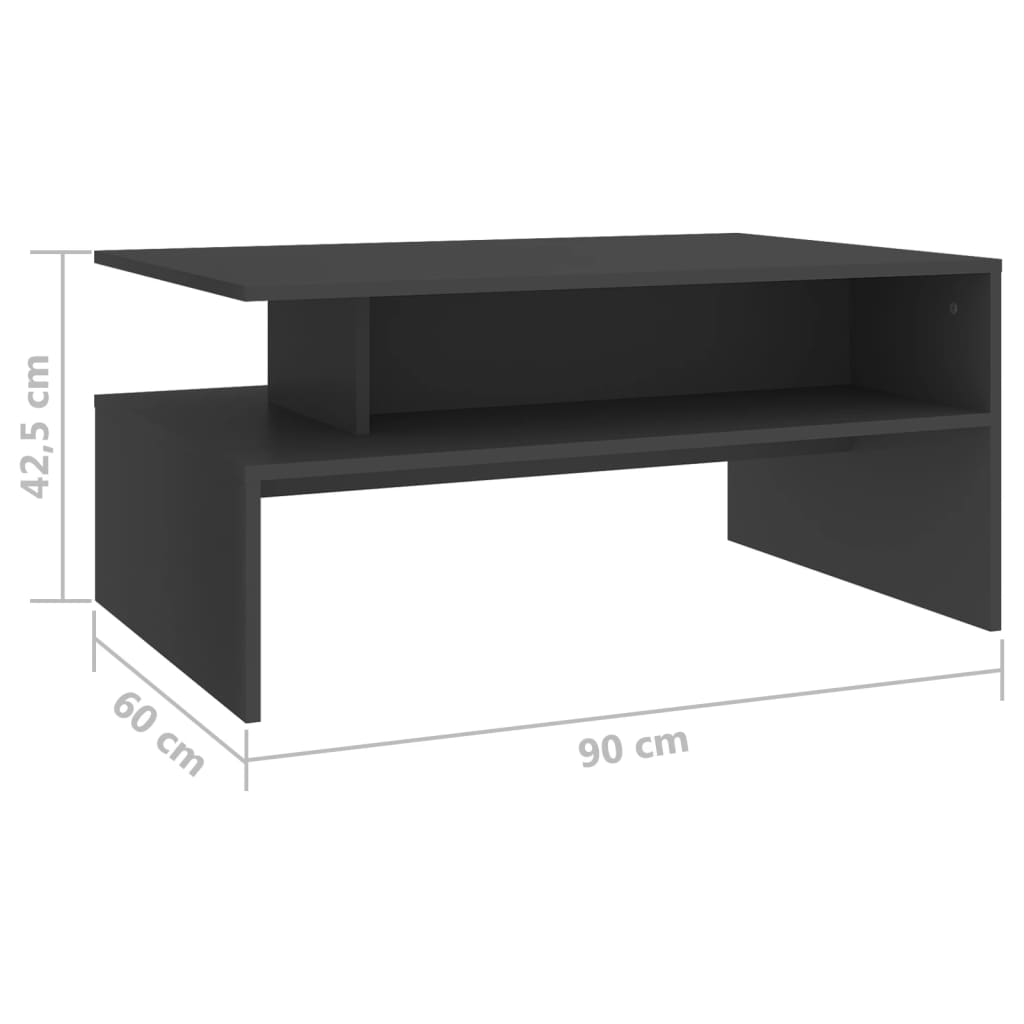 vidaXL Couchtisch Grau 90x60x42,5 cm Holzwerkstoff