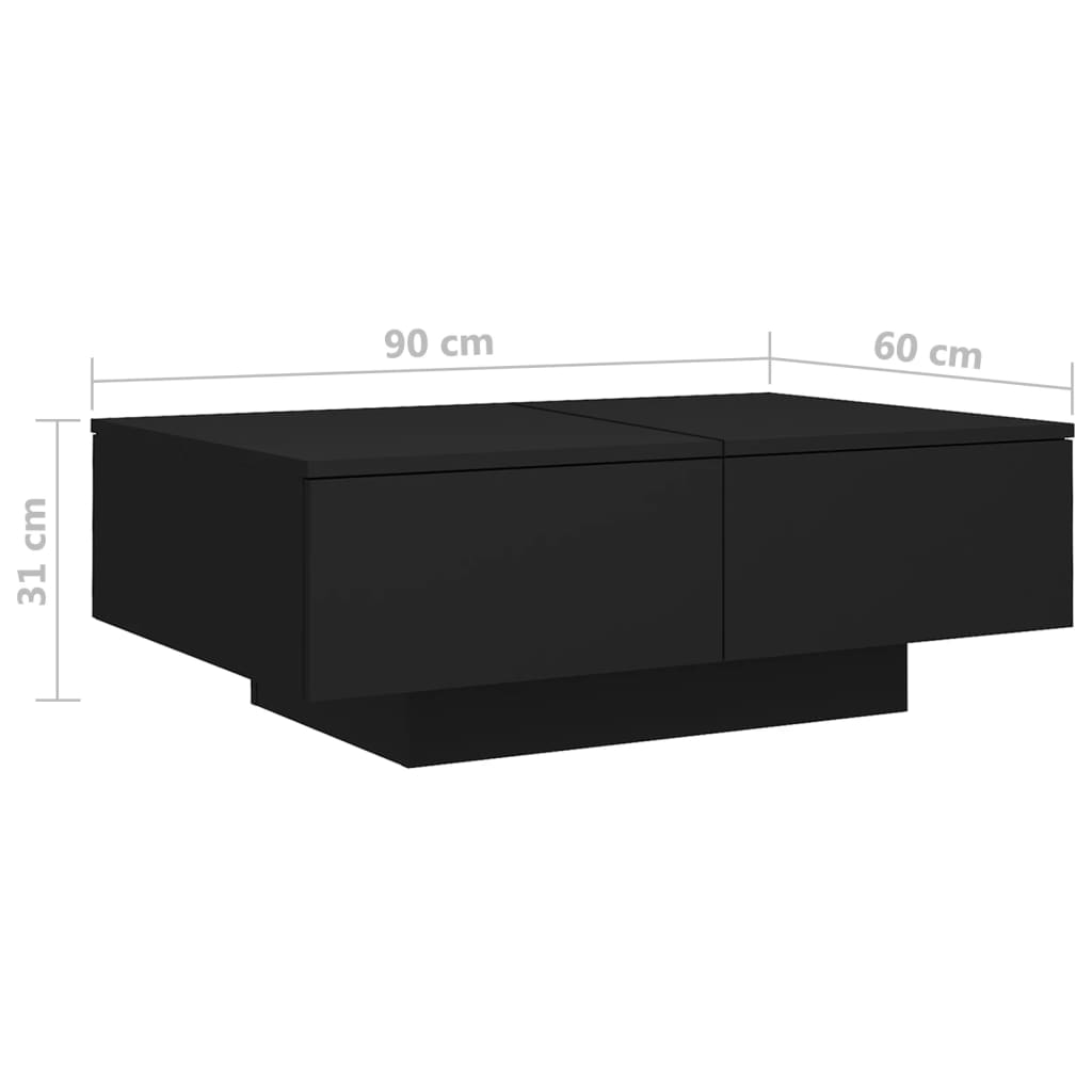 vidaXL Table basse noire 90x60x31 cm Bois d'ingénierie