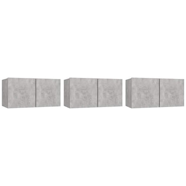 vidaXL Meubles TV muraux 3 pcs Gris béton 60x30x30 cm