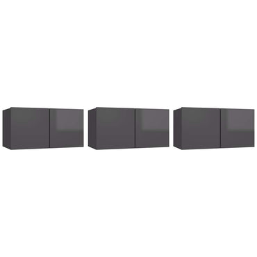 vidaXL Meubles TV muraux 3 pcs Gris brillant 60x30x30 cm