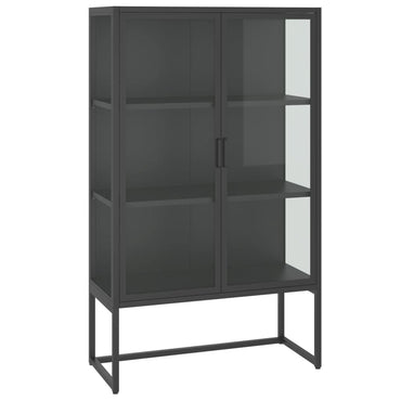 vidaXL Highboard Anthrazit 80x35x135 cm Stahl und Gehärtetes Glas