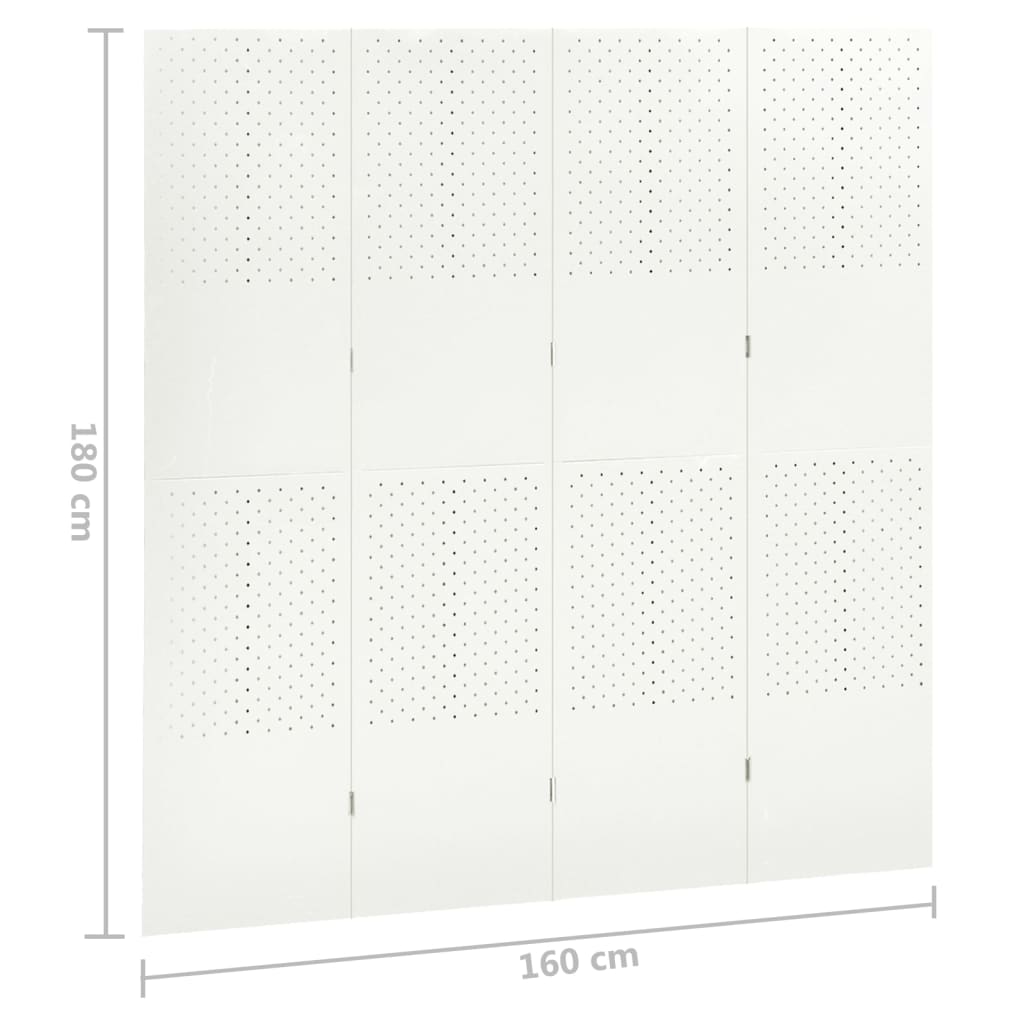 vidaXL 4-tlg. Raumteiler Weiß 160x180 cm Stahl