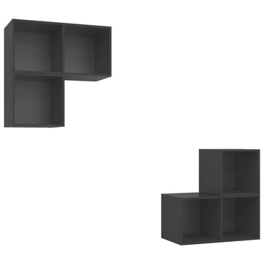 vidaXL Meuble TV 4 pièces, Gris, Bois d'ingénierie