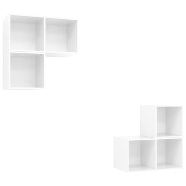 vidaXL 4-tlg. TV-Schrank-Set Hochglanz-Weiß Holzwerkstoff