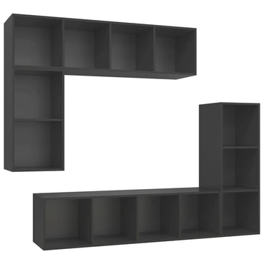 vidaXL Ensemble de meubles TV 4 pièces Gris Bois d'ingénierie