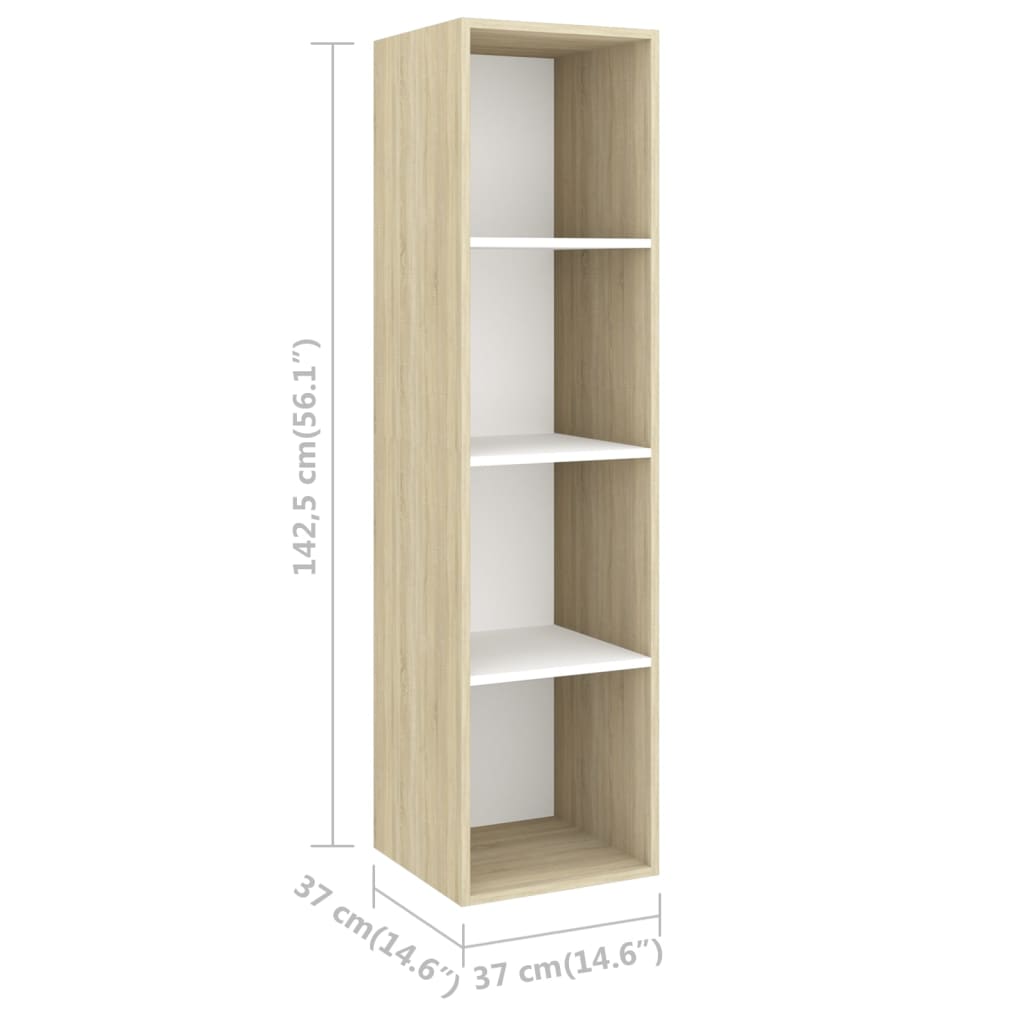 vidaXL 4-tlg. TV-Schrank-Set Weiß Sonoma-Eiche Holzwerkstoff