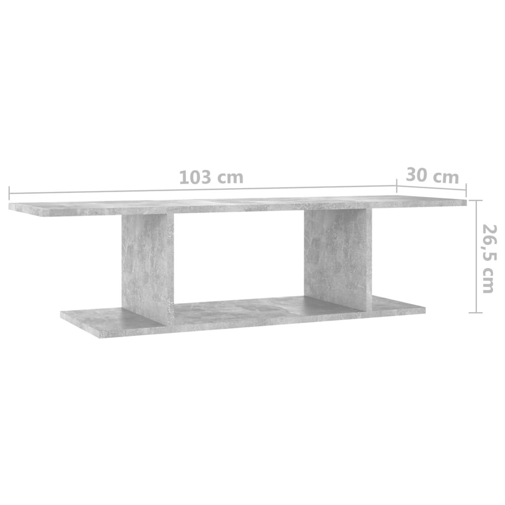 Meuble TV mural vidaXL gris béton 103x30x26,5 cm
