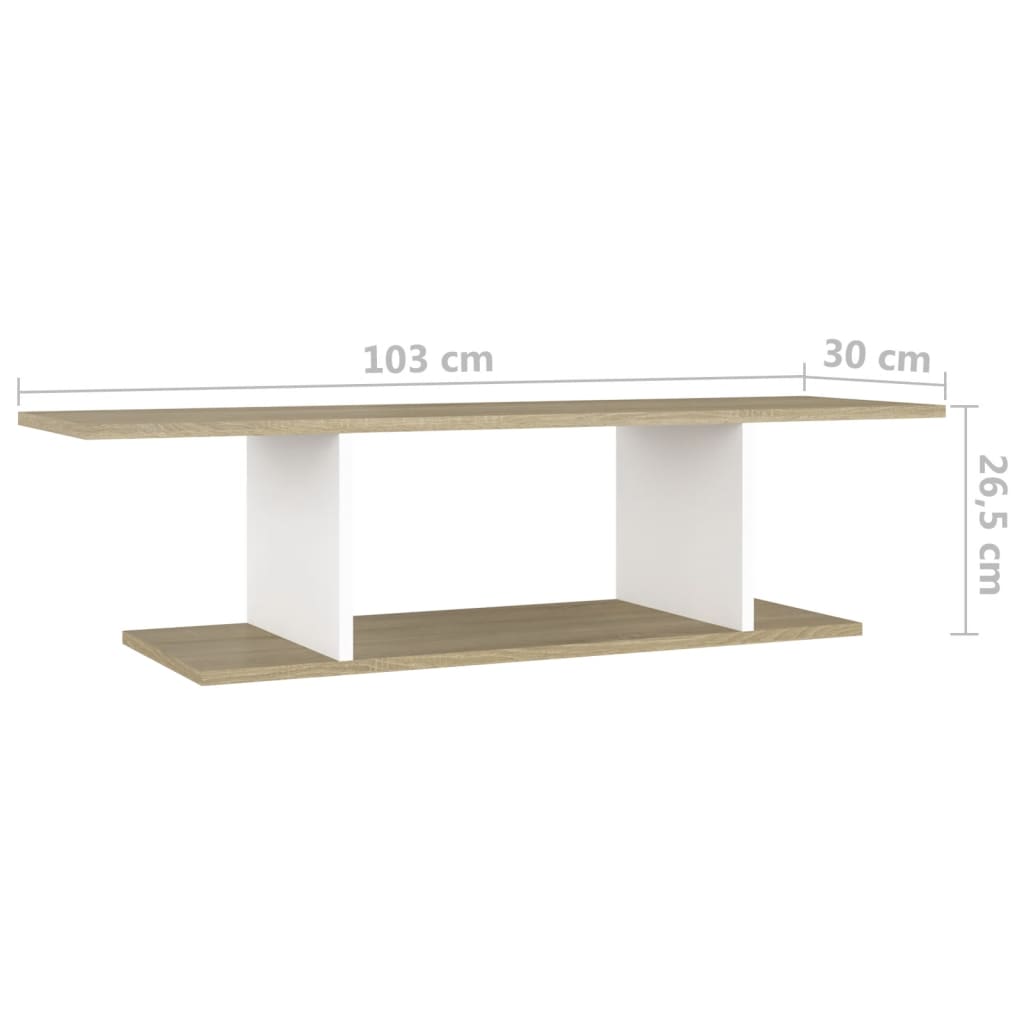 vidaXL TV-Wandschrank Weiß Sonoma-Eiche 103x30x26,5 cm
