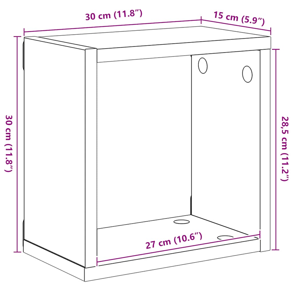 Würfelregale 2 Stk. Betongrau 30x15x30 cm