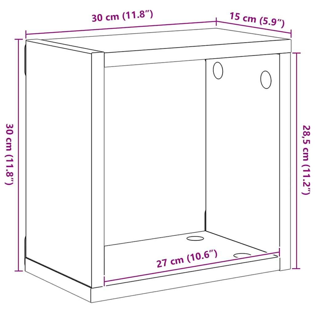 Würfelregale 4 Stk. Betongrau 30x15x30 cm