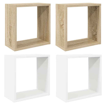 vidaXL Étagères cubes 4 pcs Blanc et chêne Sonoma 30x15x30 cm
