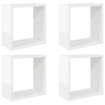 vidaXL Étagères cubes 4 pcs Blanc brillant 30x15x30 cm