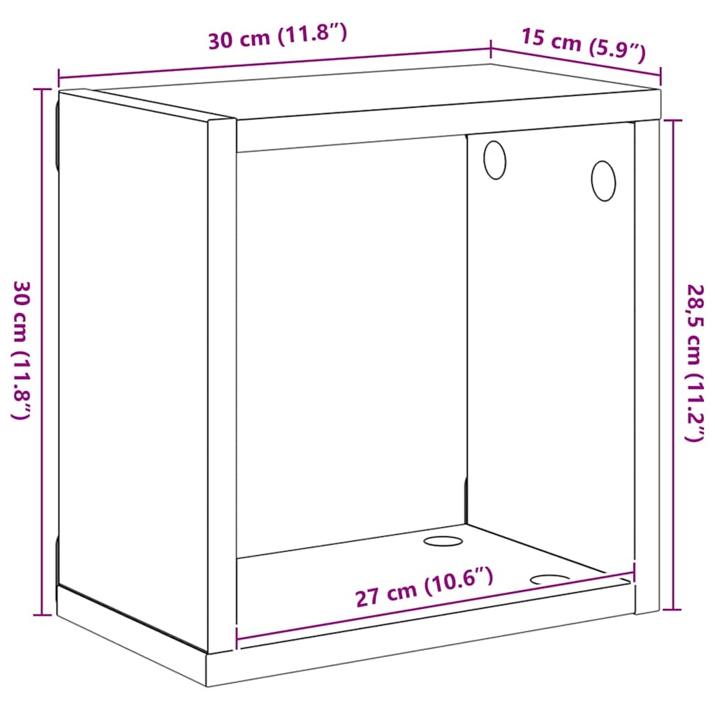 vidaXL Étagères cubes 6 pcs Noir brillant 30x15x30 cm