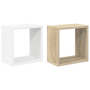 vidaXL Étagères cubes 2 pcs Blanc et chêne Sonoma 26x15x26 cm