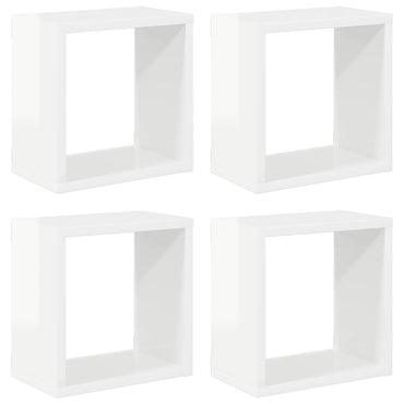 vidaXL Étagères cubes 4 pcs Blanc brillant 26x15x26 cm