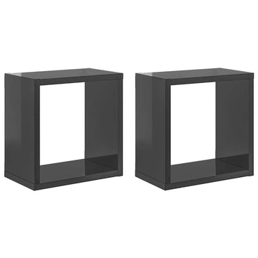 vidaXL Étagères cubes 2 pcs Gris brillant 26x15x26 cm