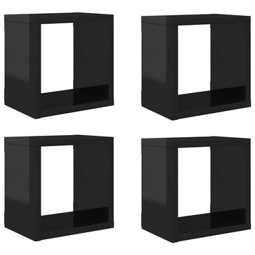 vidaXL Étagères cubes 4 pcs Noir brillant 22x15x22 cm