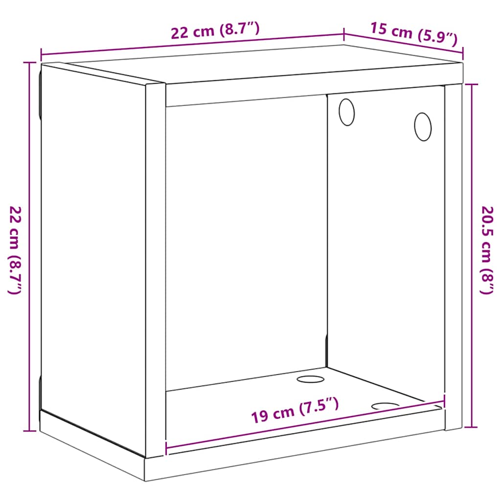 vidaXL Étagères cubes 4 pcs Gris brillant 22x15x22 cm