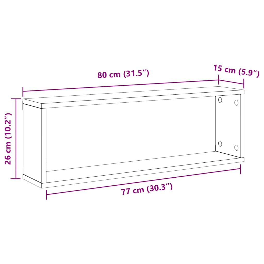 vidaXL Étagères cubes 2 pcs Gris 80x15x26,5 cm Bois d'ingénierie